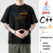 プログラマーTシャツ Javaプログラミング C言語 ハローワールド 半袖 オタクコード ファーマーコード パイソン服